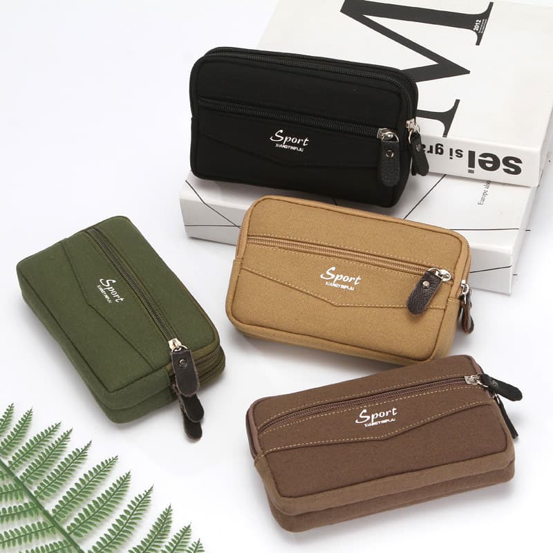 Canvas 6.5-inch Phone Waist Bag for Men, Belt-Worn Cigarette Phone Pouch, Durable Construction Site Phone Waist Bag, Wholesale