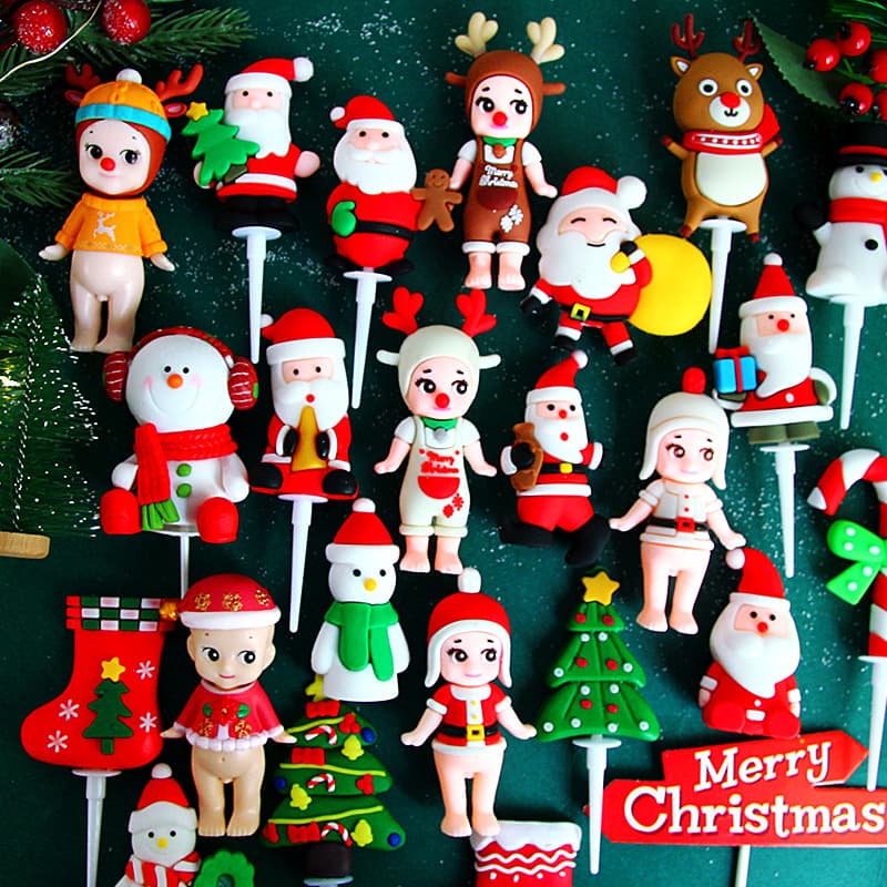 Christmas cake decoration soft glue Santa Claus snowman elk Christmas tree cake decoration ornaments Christmas decoration insert