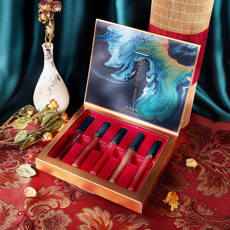 Chinese Style Lip Gloss Cosmetic Set, Vintage Non-Smudge Retro High-Gloss Lip Gloss Gift Box, Dropshipping Available