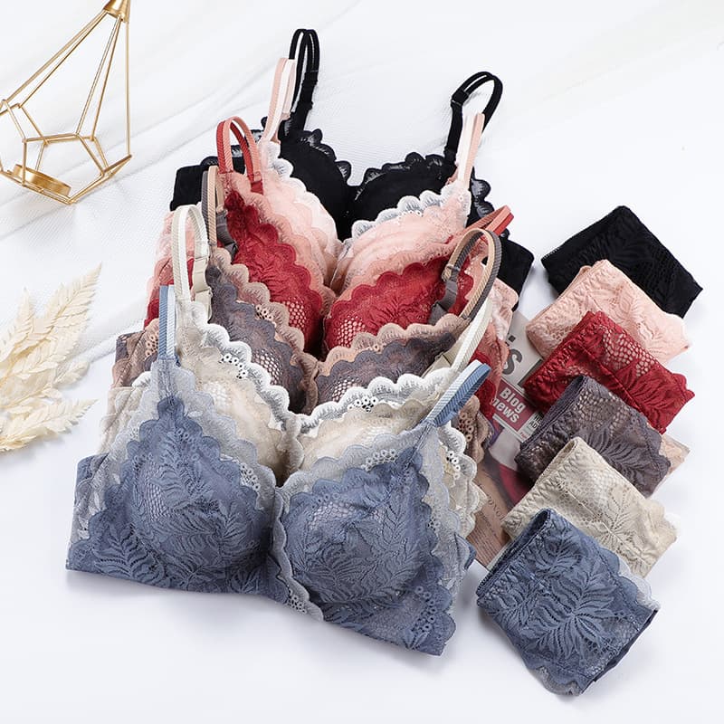 Hot-selling Wild Rose Sexy Lace Lingerie Set - Wire-free, Comfortable, Breathable, Supportive, and Shaping for Small Busts