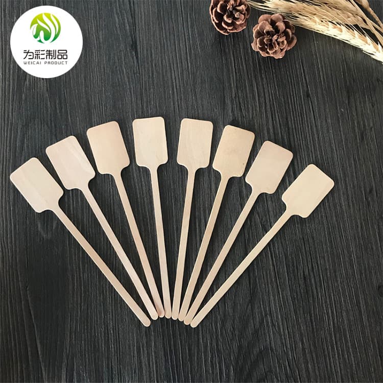 Factory direct sales of personalized disposable square-headed wooden coffee stirrers, honey drink stirrers, and 16cm wooden cocktail sticks.