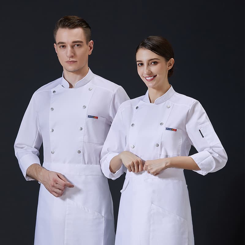 Chef Coat Men Long Sleeve Kitchen Three-Quarter Sleeve Autumn Winter Workwear Single Breasted Chinese Style Thickened Hotel Restaurant