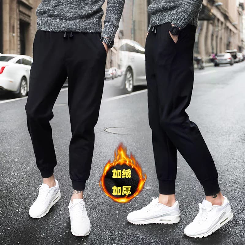 Fleece-Lined Thickened Autumn/Winter Casual Jogger Pants for Men, Tapered Leg, Straight Fit, Loose Sports Sweatpants
