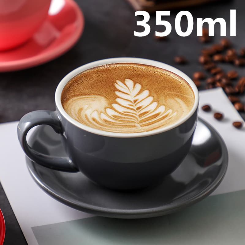 350ml Coffee Cup Set with Saucer, Latte Art Cup, Latte Cup, Logo Ceramic Gift Box, Nordic Style Italian