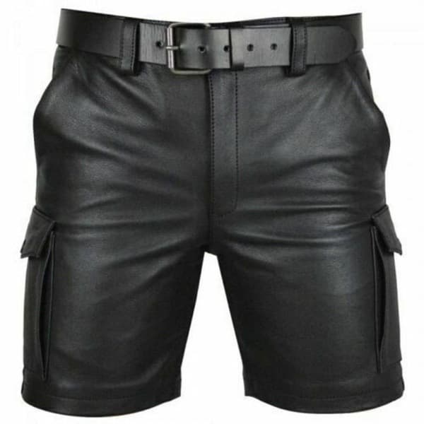 2020 Cross-Border New Hot Selling Wish Amazon Europe and America Solid Color PU Casual Men's Short Leather Pants KZ5826