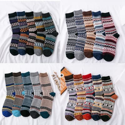 Winter New Arrival Export Thick Coarse Yarn Ethnic Style Rabbit Wool Socks for Men, Warm Winter European and American Men's Socks