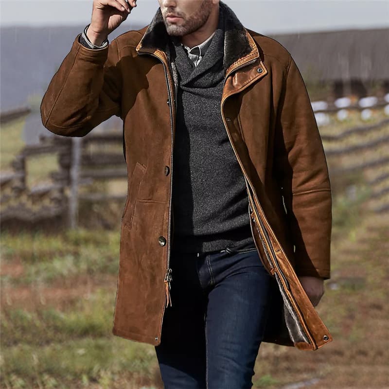 Autumn Winter Men's Mid-Length Loose Wool Coat for Export to Europe and America, Amazon and Independent Station