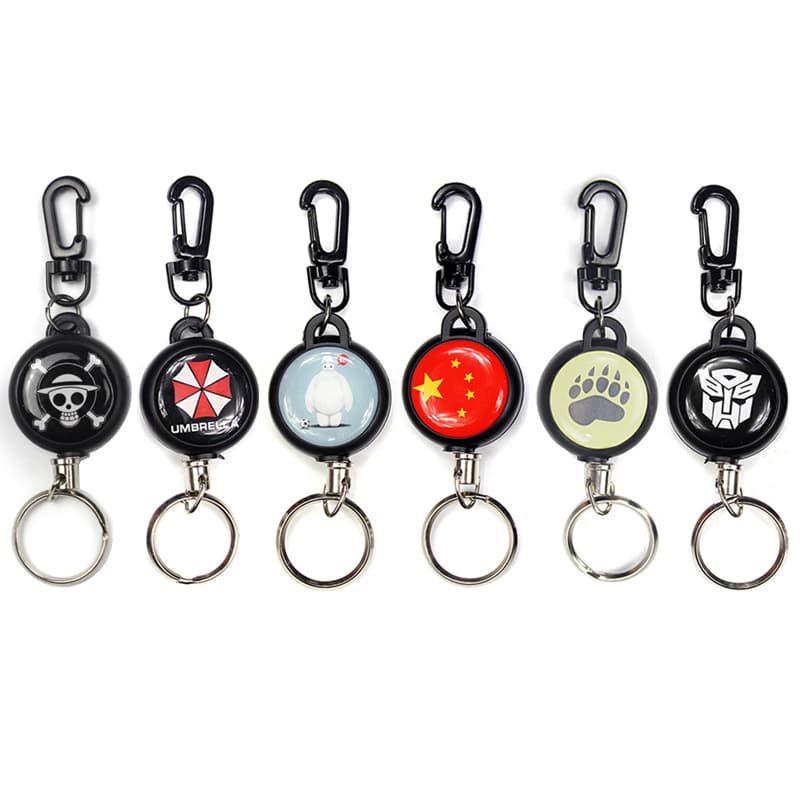 High-Rebound Retractable Keychain Steel Wire Rope, High-Elasticity Stretch Anti-Loss Pull Cord Chain, Portable Quick-Release Snap Hook Easy-Pull Buckle