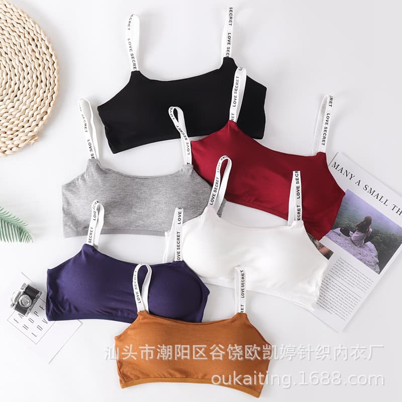 2018 new style ribbed English letter strap chest wrap vest for women, student camisole underwear back-beautifying chest wrap, manufacturer.