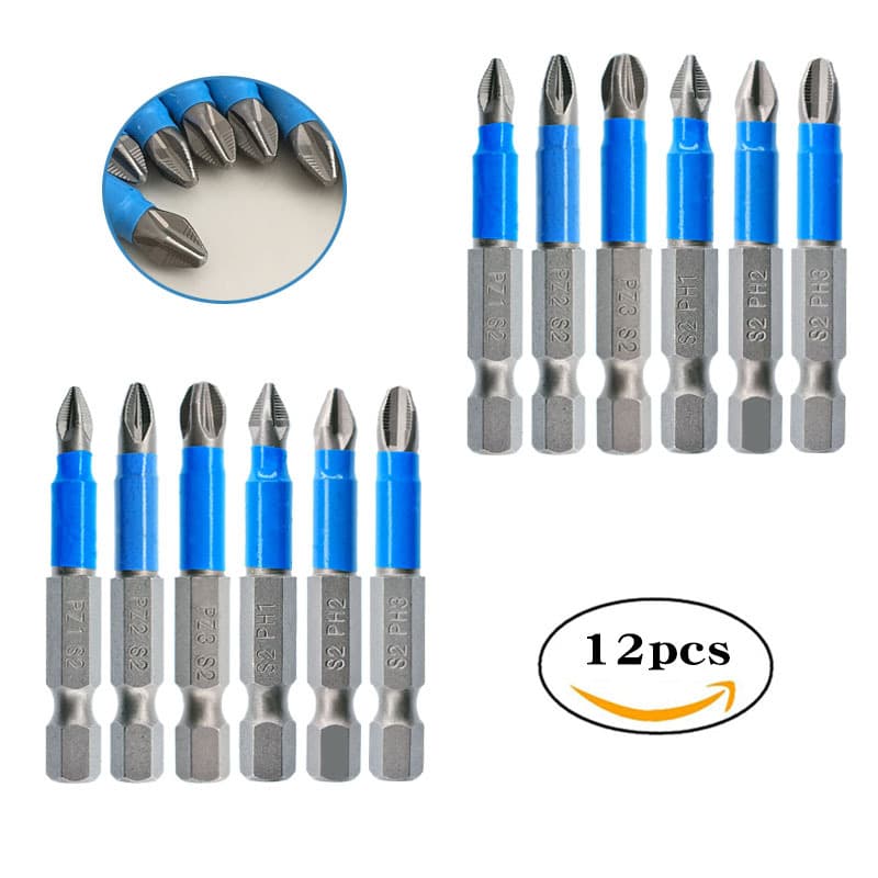 12pc Blue Skin Handle Anti-slip Screwdriver Set 50mm Electric Screwdriver Combination Strong Magnetic Cross Head Hardware Tools