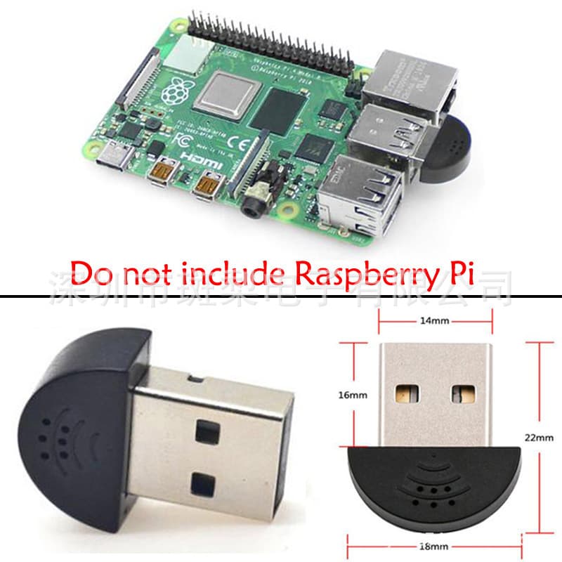 Mini USB Microphone for Raspberry Pi 3B/3B+/4B - Driver-Free