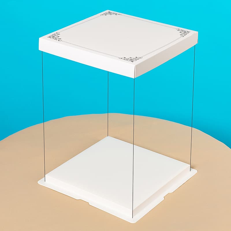 Transparent Cake Box Single Layer 4 Inch 6 Inch 8 Inch 10 Inch 12 Inch 14 Inch 16 Inch Tall Double Layer with Logo Wholesale