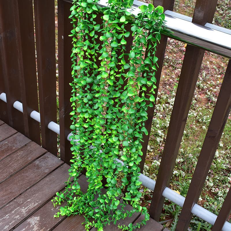 Single Simulated Eucalyptus Rattan Hanging Plastic Green Plant Rattan Ceiling Decoration Fake Flower Vine Green Leaf Vine Wall Decorative Rattan