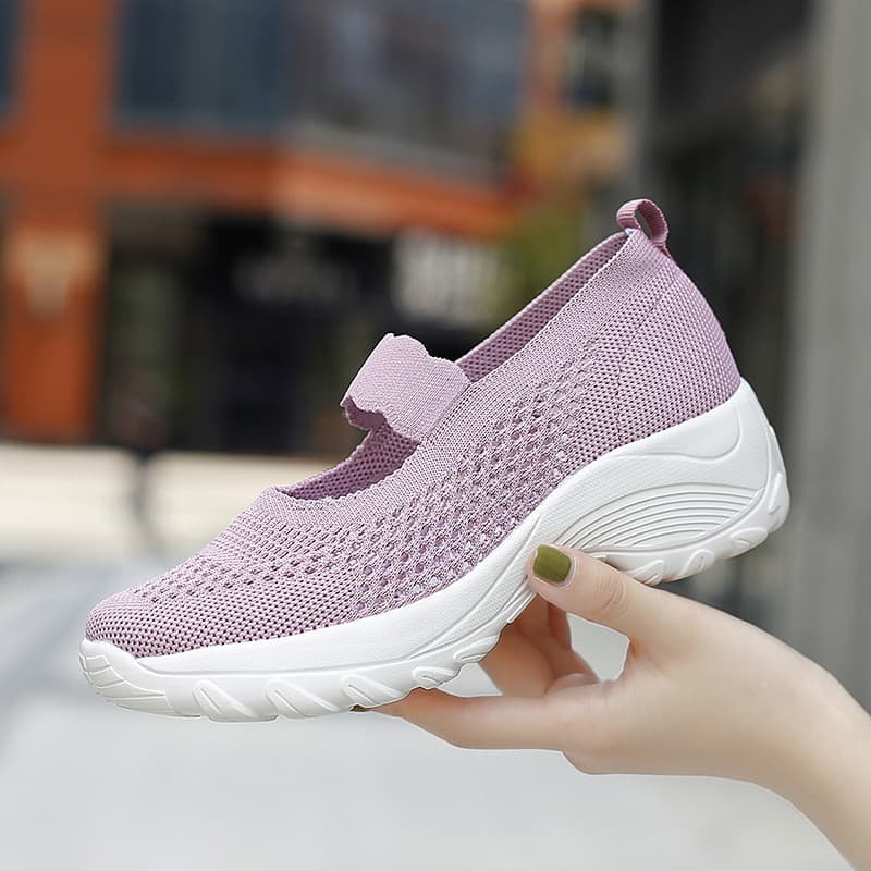 2026 Spring/Summer Thick Sole Mesh Shoes for Women, Hollow Out Flats, Soft Comfortable Mother Shoes, Large Size Casual Sports Shoes, Drop Shipping