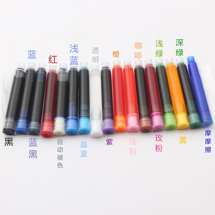 Universal erasable thermal erasable colored large-diameter self-fading ink cartridges for student calligraphy practice.
