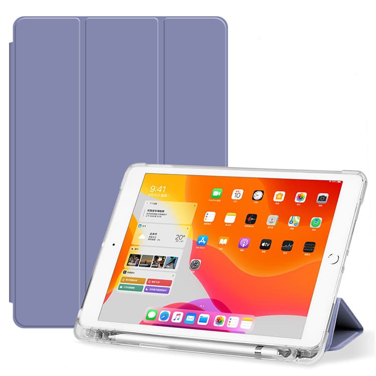 Suitable for Apple iPad 10.2 with pen slot, soft case, semi-transparent TPU Air/4 10.9, tri-fold protection.
