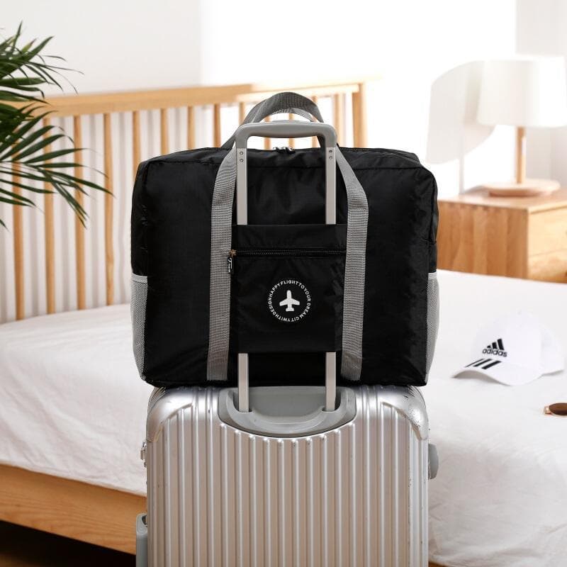 Travel Solid Color Fresh Large Round Label Trolley Bag Foldable Travel Bag Storage Bag Clothing Organizer Bag