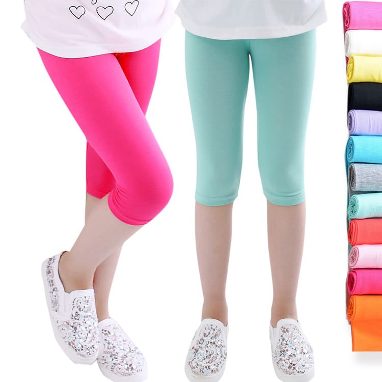 Summer Modal Children's Leggings Candy Color Girls' Capri Pants 5/8 Length