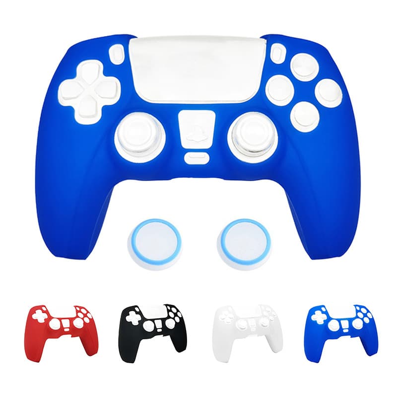 Silicone Case for Sony PS5 Controller with Dual-Color Anti-Slip Thumb Grips, Playstation 5 Gaming Accessories