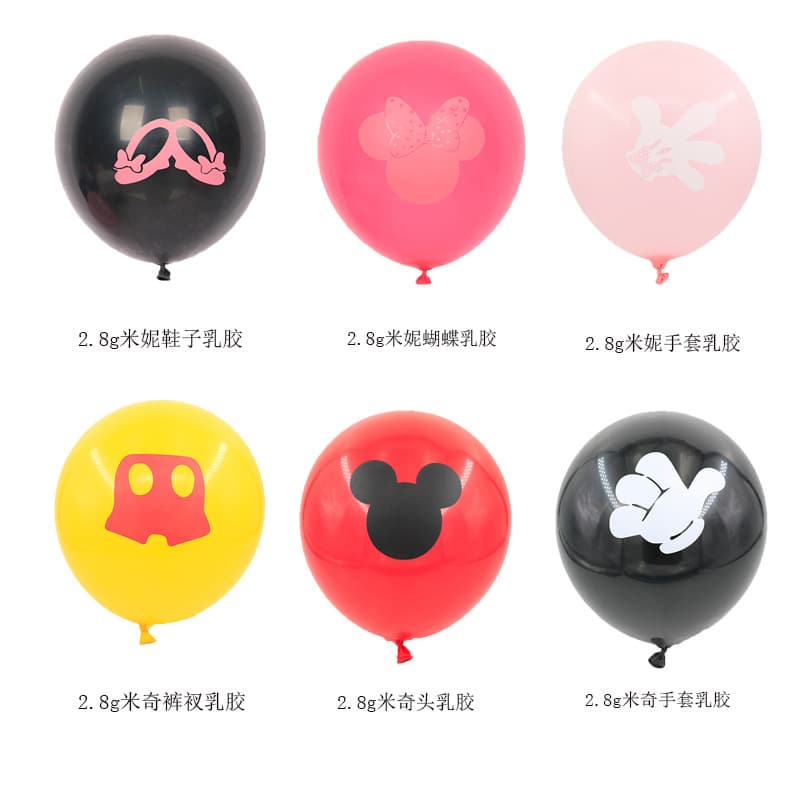 Cross-border New 12 Inch 2.8g Mickey Minnie Latex Mickey Underpants Mickey Gloves and Other Scene Decorative Balloons