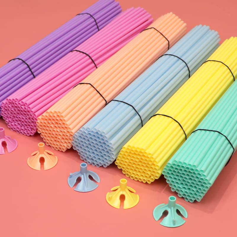 Latex balloon support pole, macaron color, 32cm-40cm, adjustable handheld pole, reinforced and stiffened support stick.