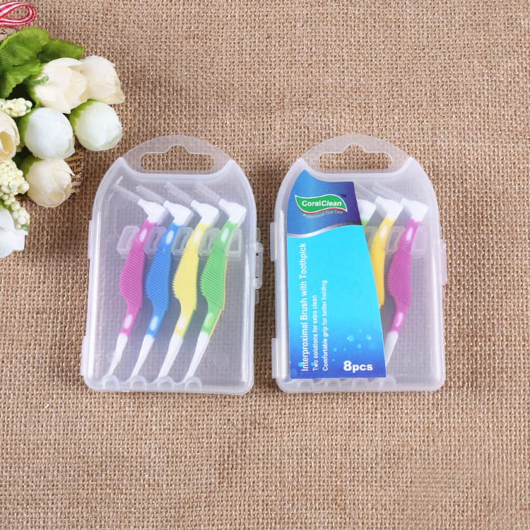 Orthodontic Interdental Brush Toothpick Multi-Function Multi-Size Floss Picks Toothpick Stick Interdental Brush Seahorse Shape 8-Pack