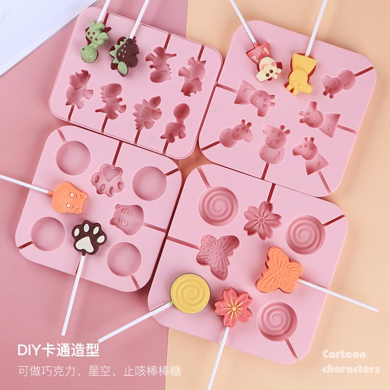 Cartoon cheese stick silicone homemade pear paste candy chocolate lollipop mold silicone covered cake baking mold