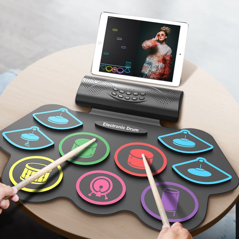 Portable Hand-Rolled USB Electronic Drum Silicone Professional Version Jazz Drum Performance Bluetooth