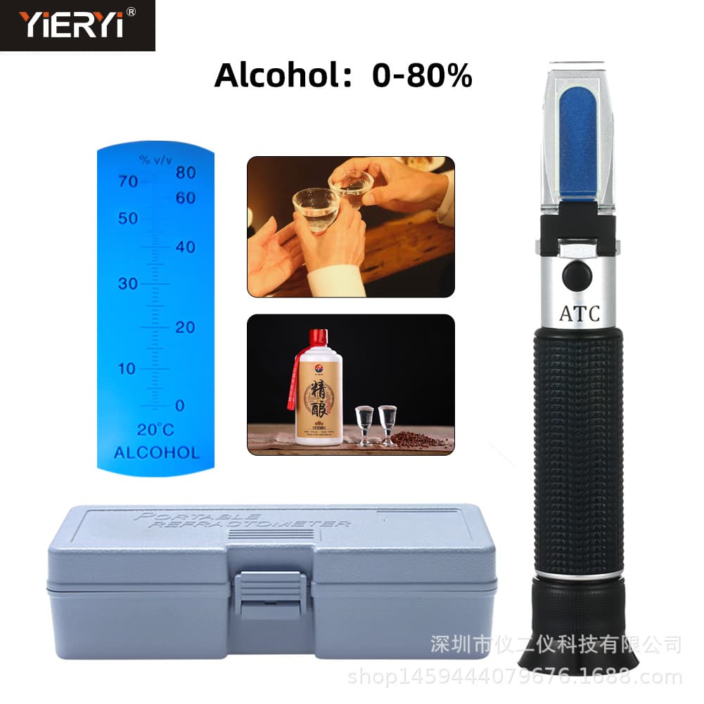 Portable Handheld Refractometer Alcohol Concentration Meter Wine Spirits Measurement Tool Ethanol Concentration 0-80%