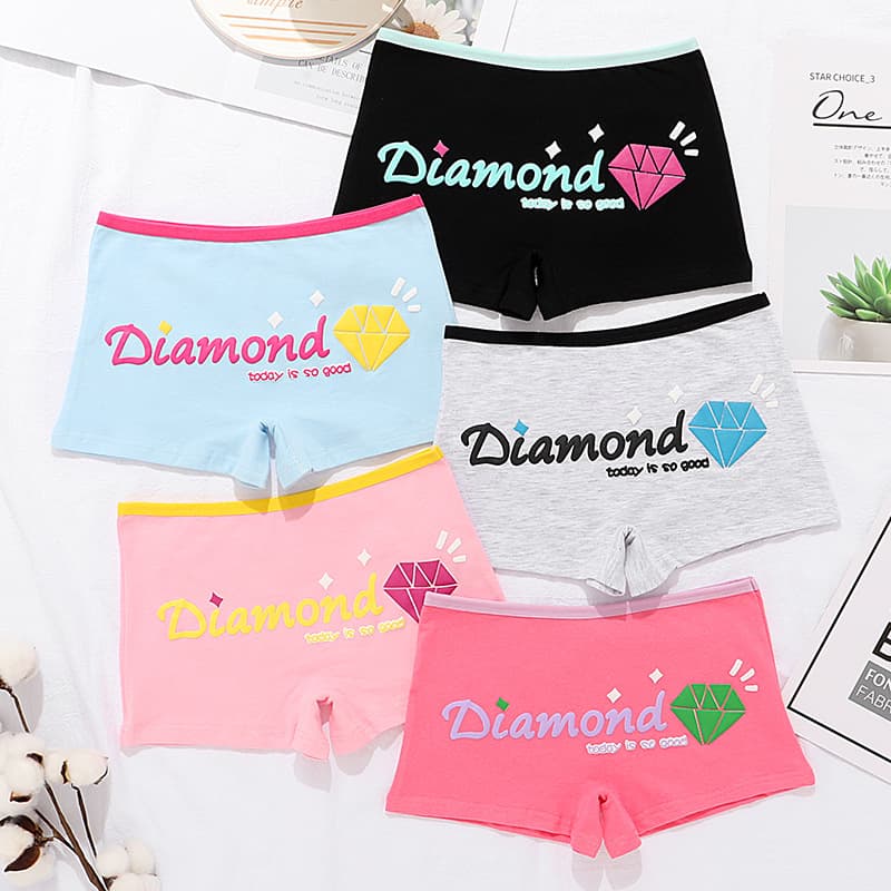 Girls' Boxer Briefs Cotton Safety Shorts for Teen Students Developing Period Plus Size Four-Corner Shorts