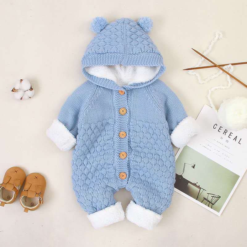 Baby Knitted One-Piece Romper Spring and Autumn Newborn Clothing for Boys and Girls Cute Warm Crawling Suit 03