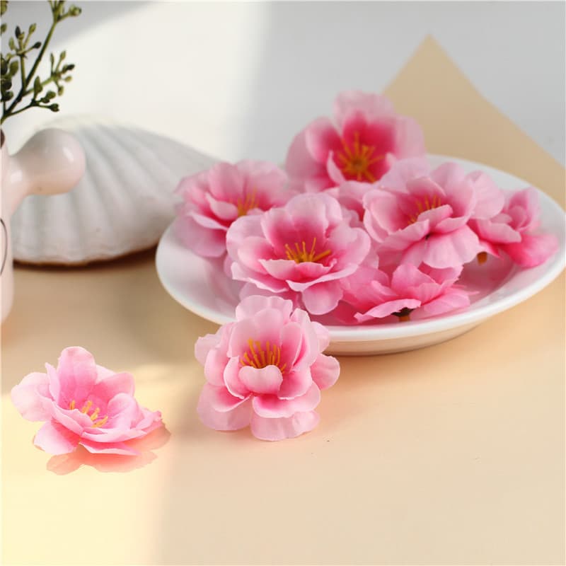 Wholesale Peach Blossom Flowers for Wedding Confetti, Hairpin Decor, Plum Blossom Fabric Flowers, Dance Costume Props, Cake Fake Flowers