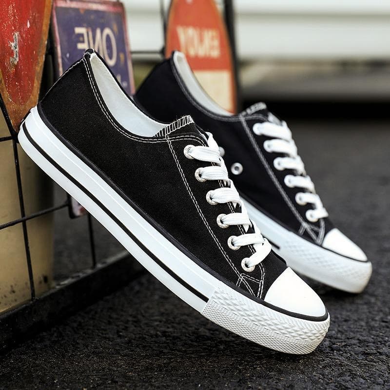 New Canvas Shoes for Men, Fashionable Casual Shoes for Couples, Student Korean Style Lace-up Low-top Skate Shoes