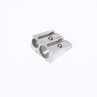Aluminum alloy factory direct double-hole pencil sharpener, student supplies small square sharpener double-hole
