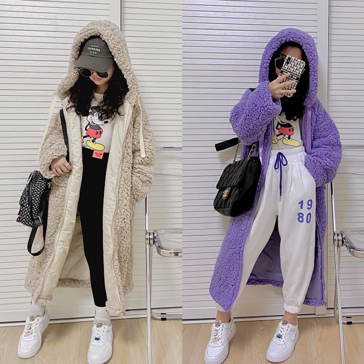 Girls' hooded long sweater, new winter style, for boys and girls, medium and large children, lamb wool coat, fashionable, fleece-lined and thickened.