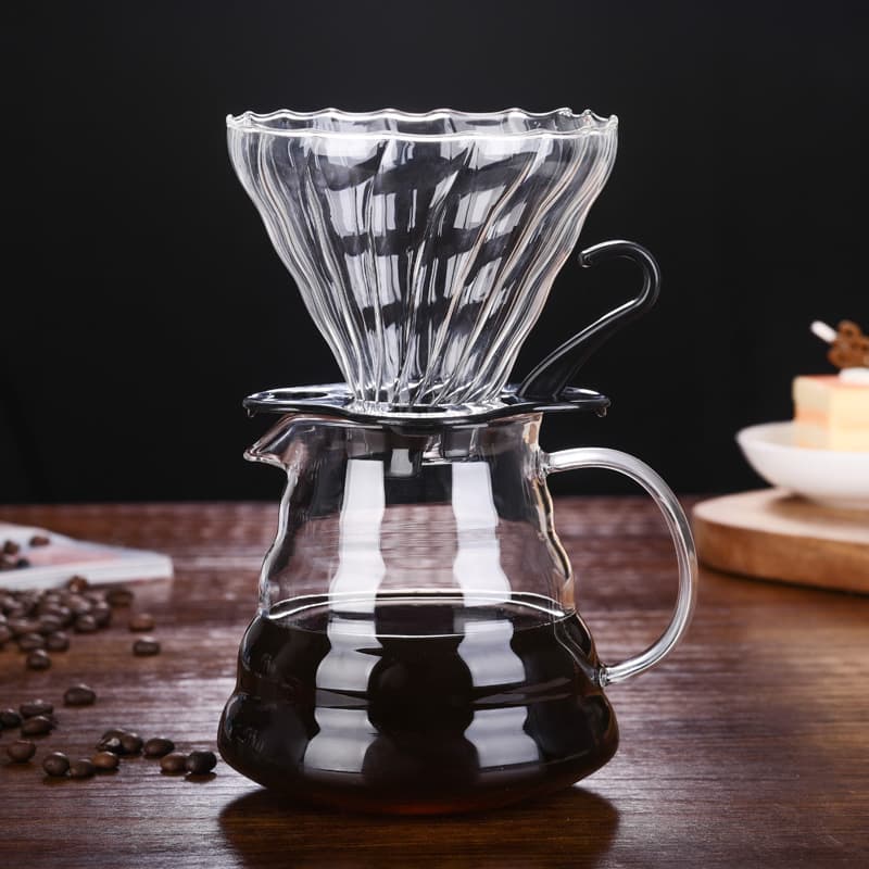 Hand-made coffee pot set utensils coffee filter cup rack v60 coffee sharing pot glass cloud pot drip type