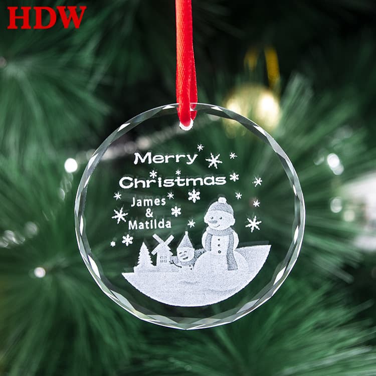 Car Ornament Crystal White Embryo Image Material Wholesale Christmas Tree Decoration Pendant 80MM Factory Direct Supply