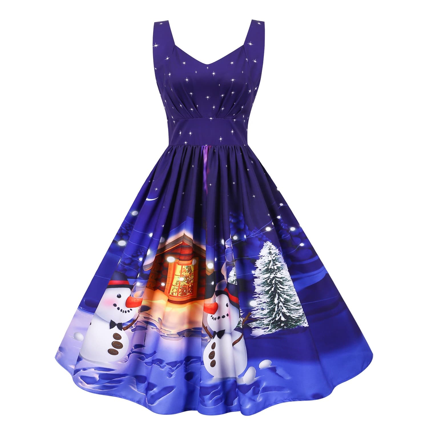 L9380 cross-border foreign trade Christmas women's clothing manufacturer supply sexy vest printed Hepburn style retro large swing skirt