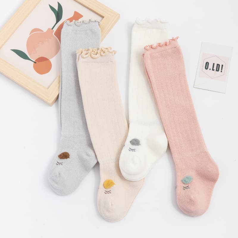 New Autumn/Winter Baby Long Tube Socks, Combed Cotton Newborn High Tube Socks, Loose Top Non-Binding, Over-the-Knee Socks for Infants