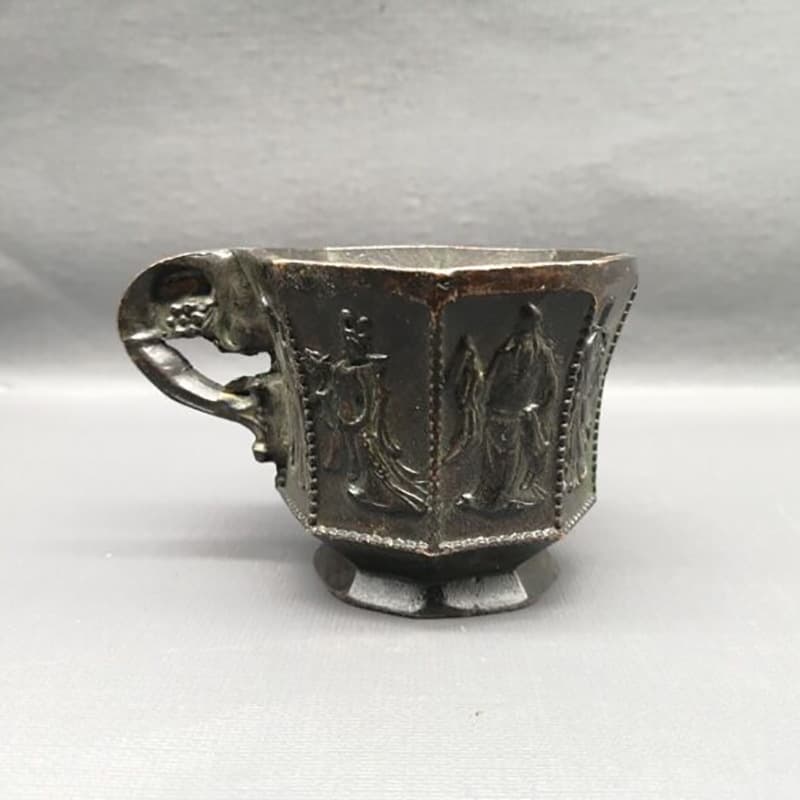 Antique Collection Brass Copper Eight Immortals Cup Ornament Vintage Tea Cup Eight Immortals Wine Cup Home Decoration