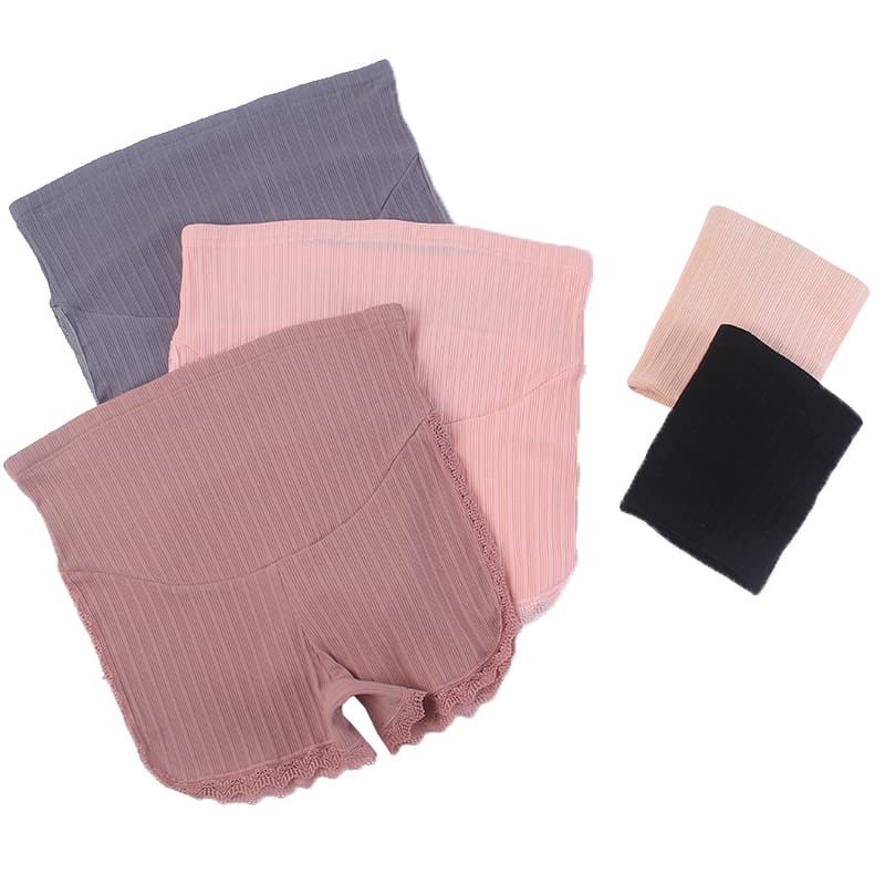 Maternity Underwear Cotton High-Waist Ribbed Boyshorts for Early, Mid, and Late Pregnancy, Anti-Exposure Four-Corner Pants