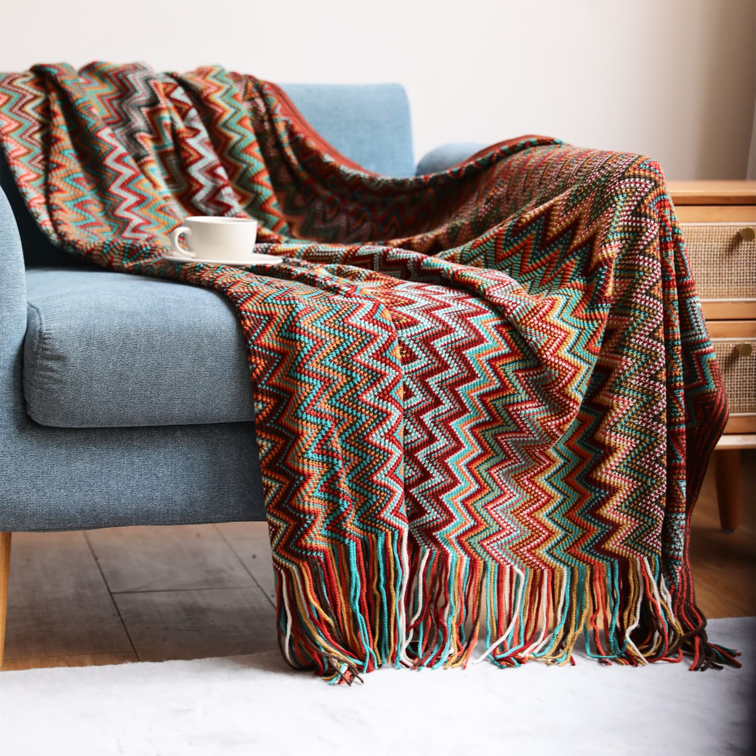 Bohemian Sofa Throw Blanket Nordic Blanket Summer Knitted Blanket Office Nap Blanket Air Conditioning Blanket Lap Blanket
