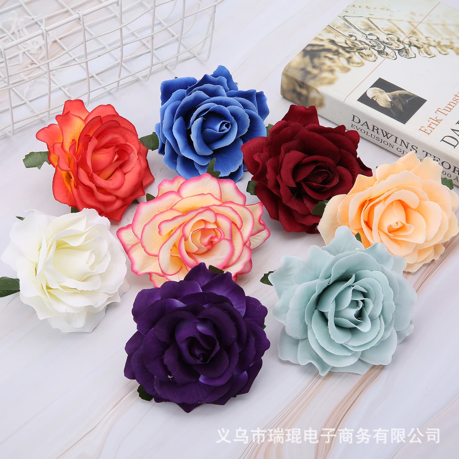 Artificial 10cm Rose Head DIY Material Fake Flowers for Wedding Decoration Floral Wall Art