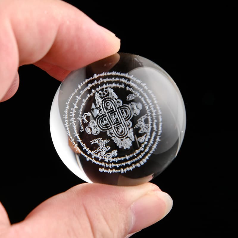 4cm Crystal Ball, Dragon King Mandala Bead, Mani Stone for Rivers and Lakes, Laser Engraved Ball Manufacturer for Spiritual Connection