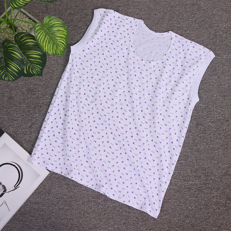 Middle-aged and elderly women's cotton undershirt long-sleeved wide-shoulder cotton T-shirt summer women's long vest factory wholesale