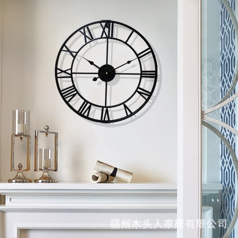 European Wall Clock Simple Living Room Clock Iron Art Silent Roman Wall Clock Creative Decorative Clock Amazon Hot Sale