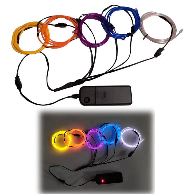 Glow Wire Stickman Fluorescent Dance Product Freely Combinable Decorative Light Set with 1-to-5 Splitter + 1m Battery Box Kit