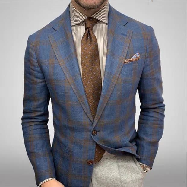 Cross-border Spring/Autumn New Men's Clothing Plaid Lapel Long Sleeve Suit Coat Wish AliExpress Hot Sale Men's Business Suit