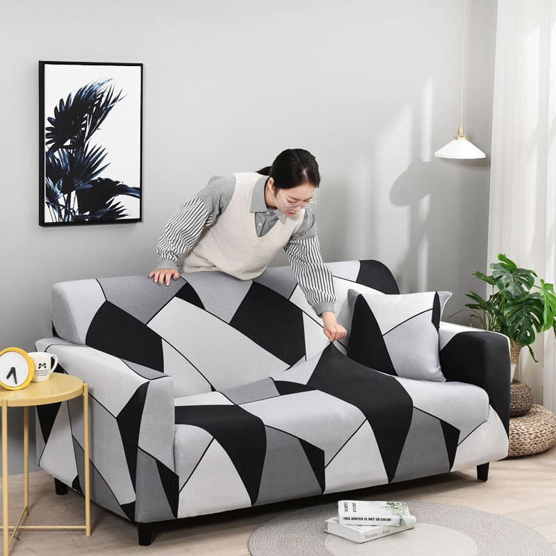 Geometric Milk Silk Printed Sofa Cover Full Package All Seasons Universal Sofa Towel Double Armrest Lazy Anti-slip Cover Blanket