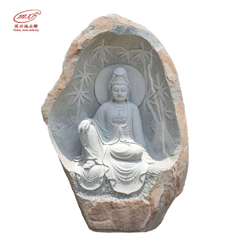 Outdoor Guanyin Statue for Temple Display, Blue Stone Carved Guanyin Bodhisattva and Ksitigarbha Bodhisattva Sculpture Decoration Wholesale